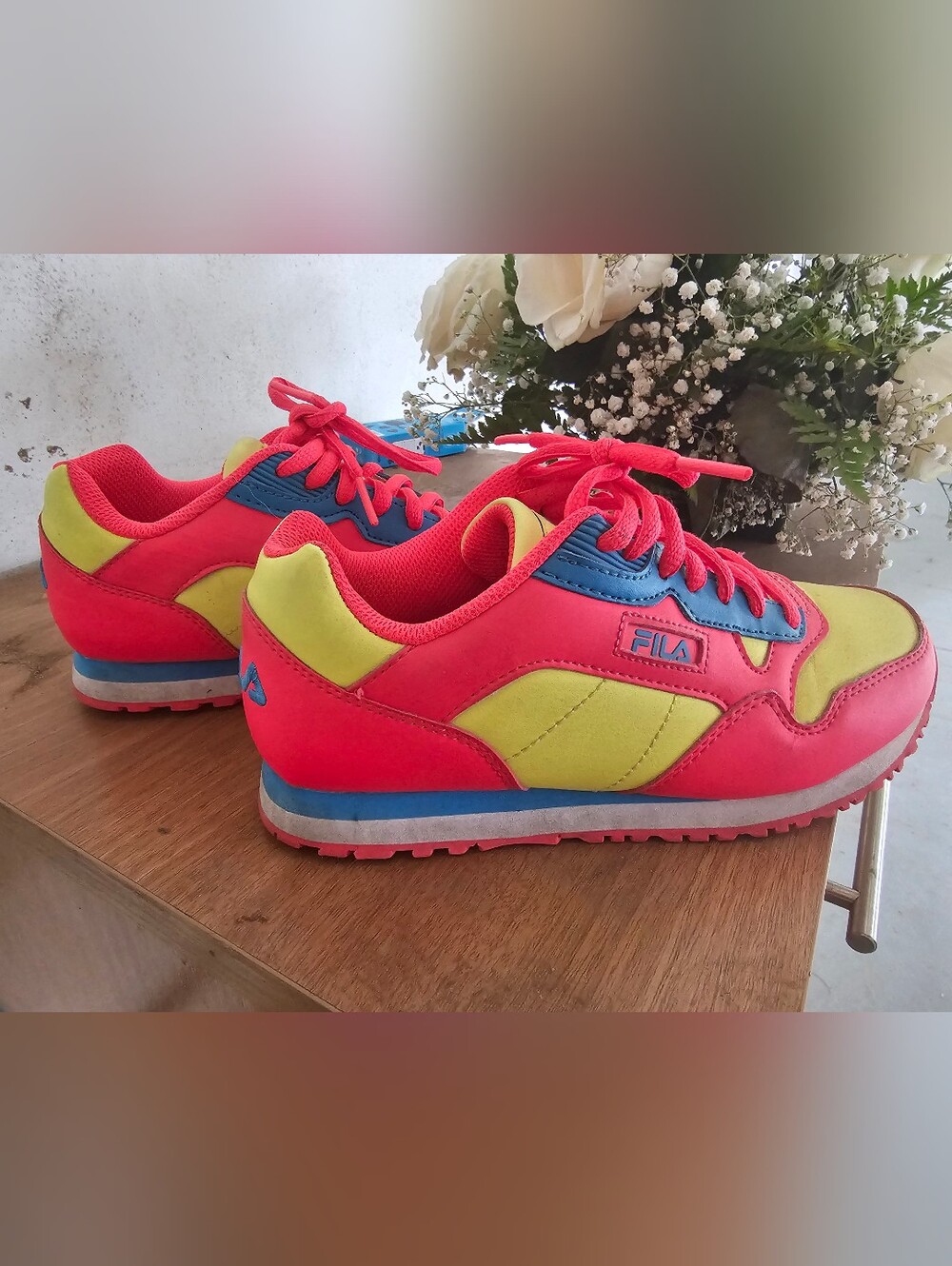 Fila Pink and Lime Women’s Retro Runner Sneakers